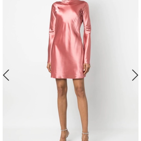 Cult Gaia Tie-detail Long-sleeved Mini Dress in Pink. NEW - Picture 2 of 6